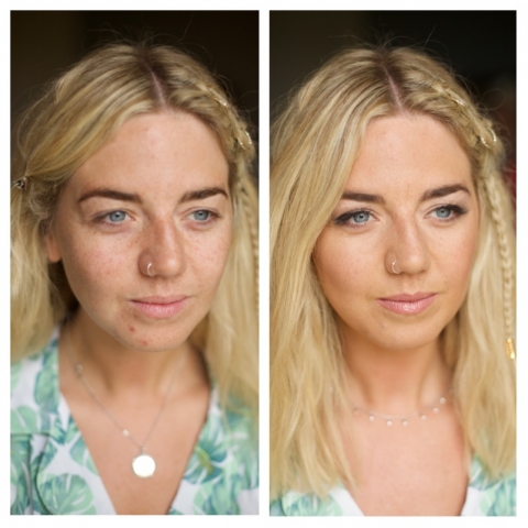 Before and after, makeup