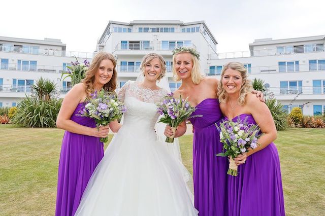 bride, purple, wedding